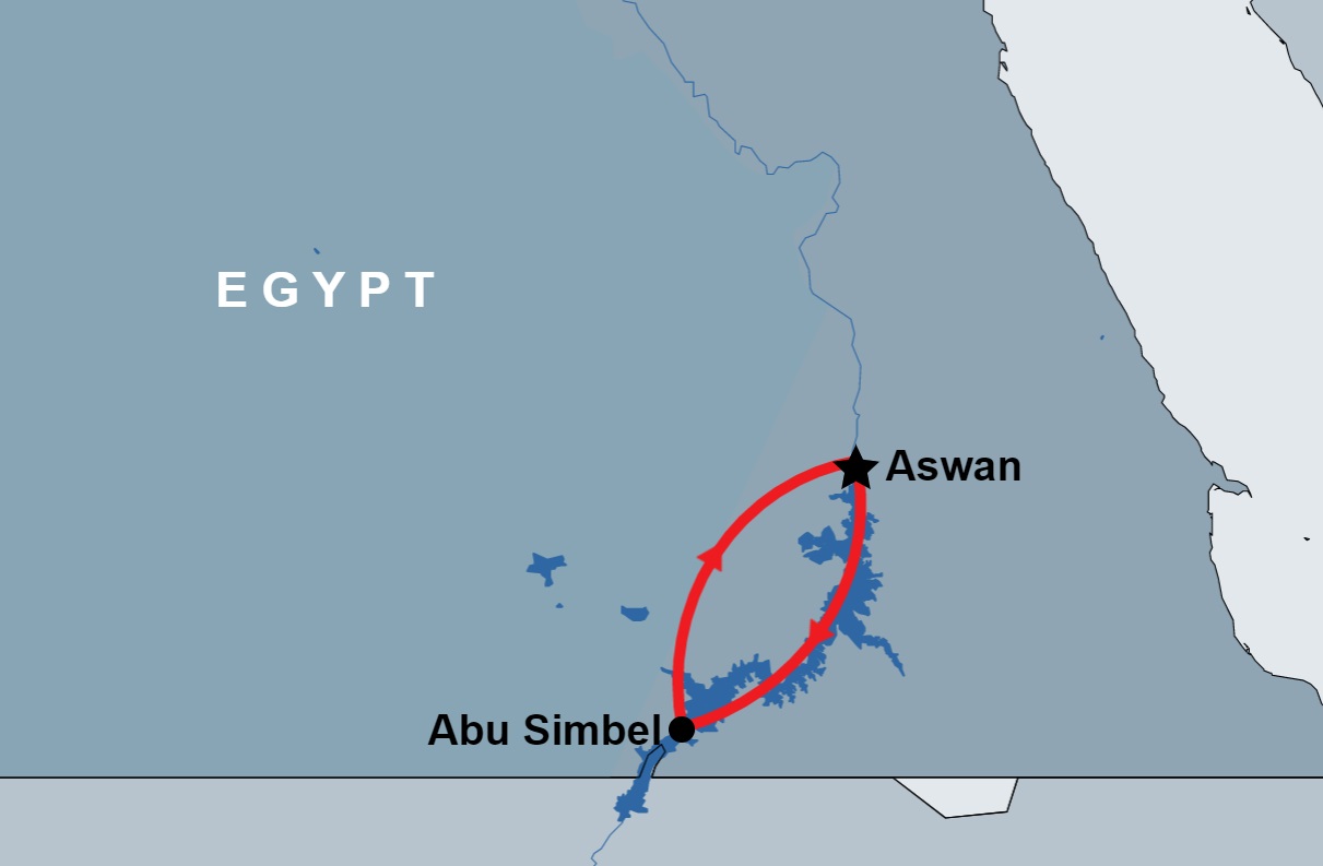 Overnight Tour to Abu Simbel from Aswan map Overnight Tour to Abu Simbel from Aswan map